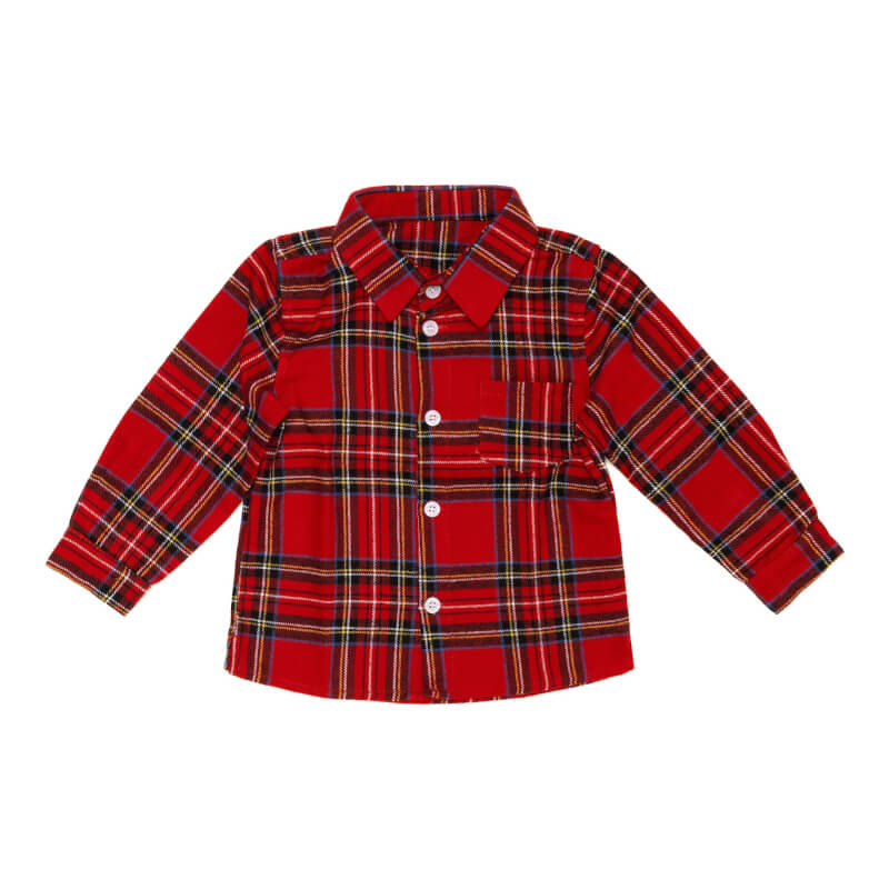 Cotton Pigs Little Boy's Red Tartan Shirt - 3-4Y