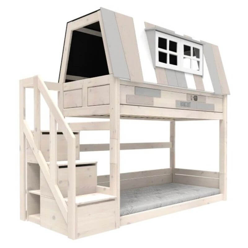 LIFETIME Kidsrooms Low Bunk Bed - My Hangout 90x200cm - Whitewash