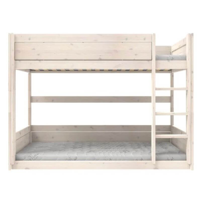 LIFETIME Kidsrooms Low Bunk Bed with Straight Ladder 90x200cm - Whitewash