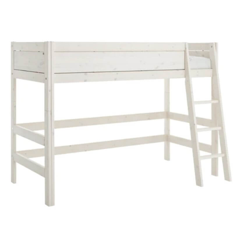 LIFETIME Kidsrooms Low Loft Bed with Slanted Ladder 90x200cm - Whitewash