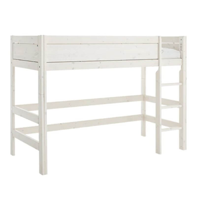 LIFETIME Kidsrooms Low Loft Bed with Straight Ladder 90x200cm - Whitewash