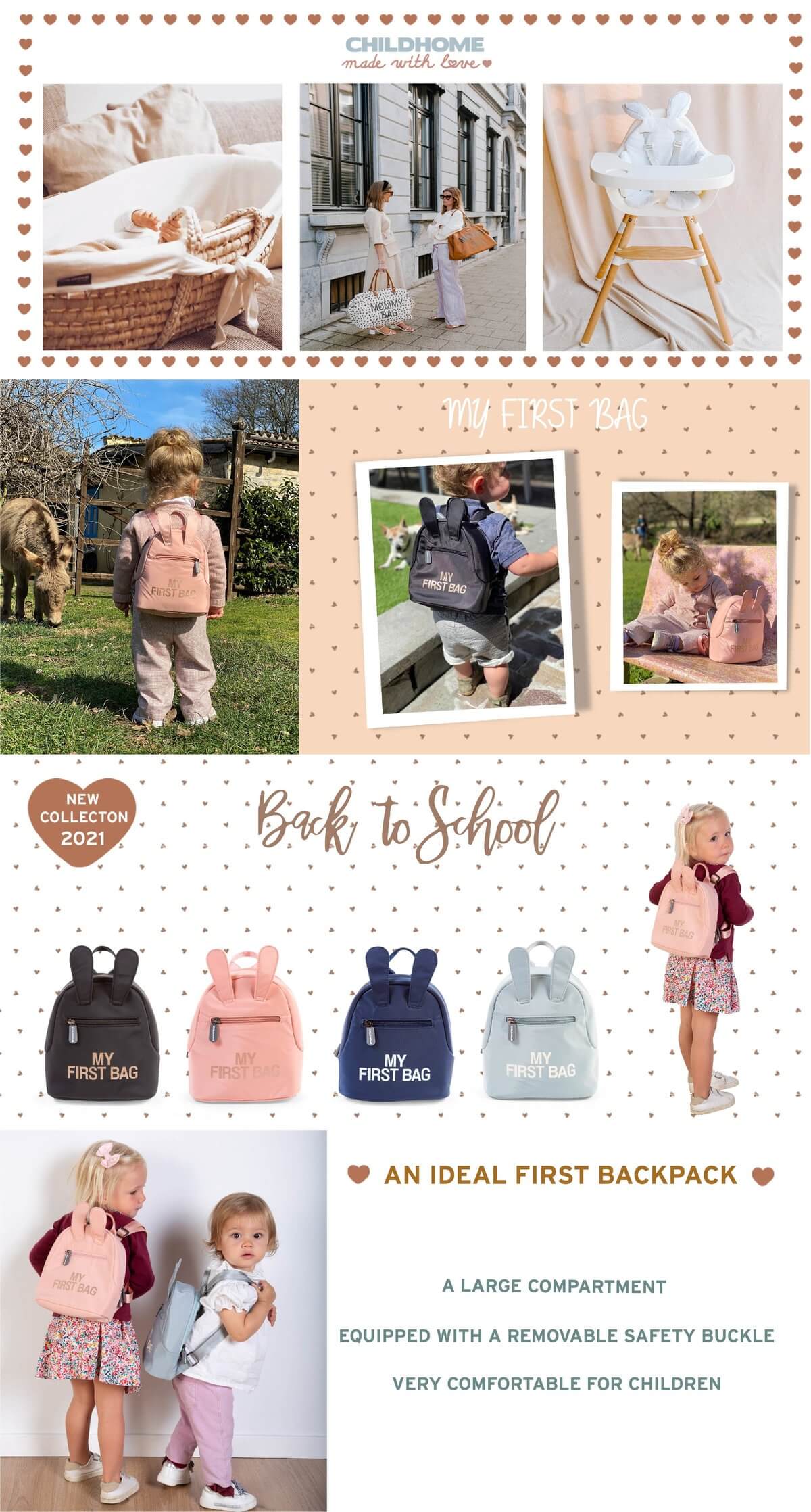 Childhome My First Bag Children's Backpack - Pink Copper