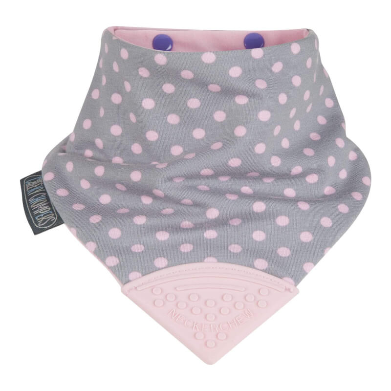 Cheeky Chompers Neckerchew Teething Dribble Bib - Polka Dot Pink
