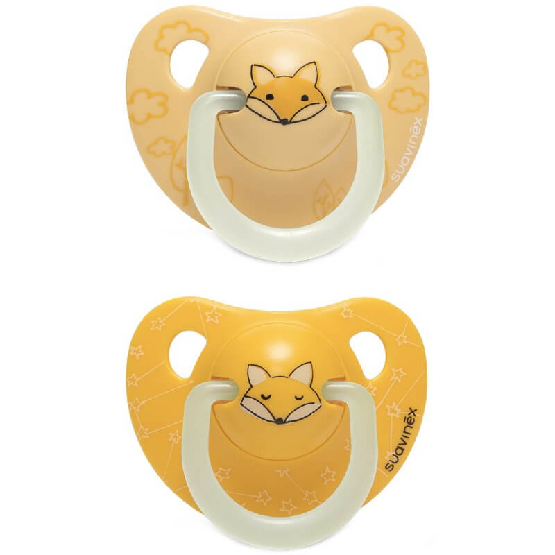 Suavinex Night & Day Anatomical Silicone Soother - 6-18m (2-Pack) - Fox