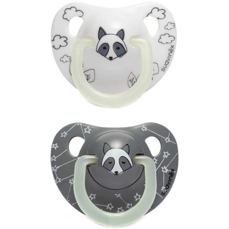 Suavinex Night & Day Anatomical Silicone Soother - 6-18m (2-Pack) - Racoon