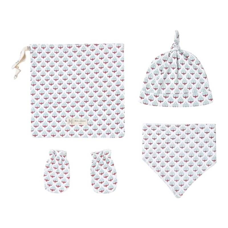 Malabar Baby Organic Cotton Bandana Bib, Mitten, Hat Set - Miami