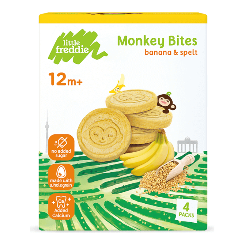 Little Freddie Organic Monkey Bites Banana & Spelt Biscuits (4 x 20g) (12 mos+)