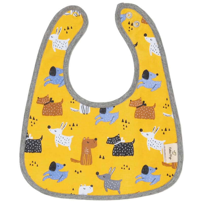 Cotton Pigs Organic Reversible Bib - Colourful Dogs
