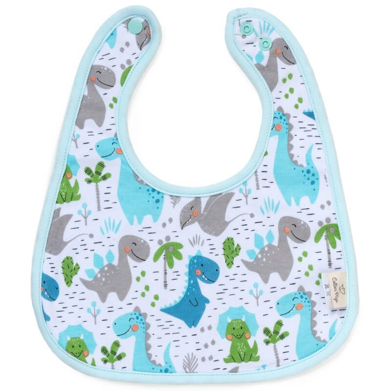 Cotton Pigs Organic Reversible Bib - Dino & Cactus