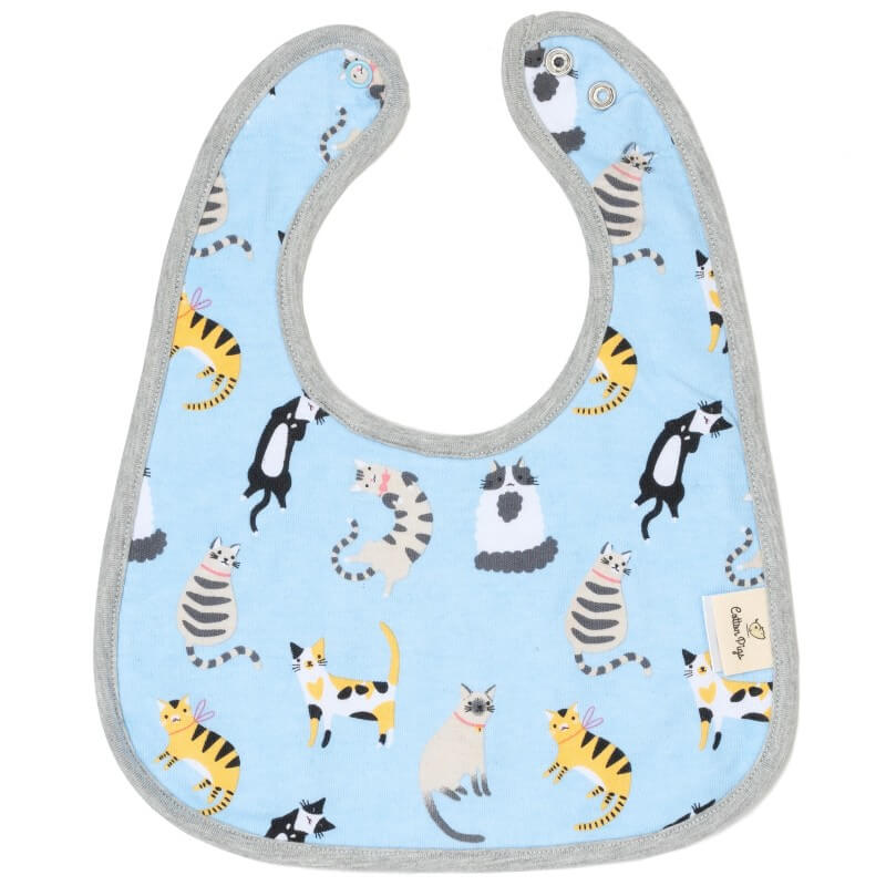 Cotton Pigs Organic Reversible Bib - Funny Cats