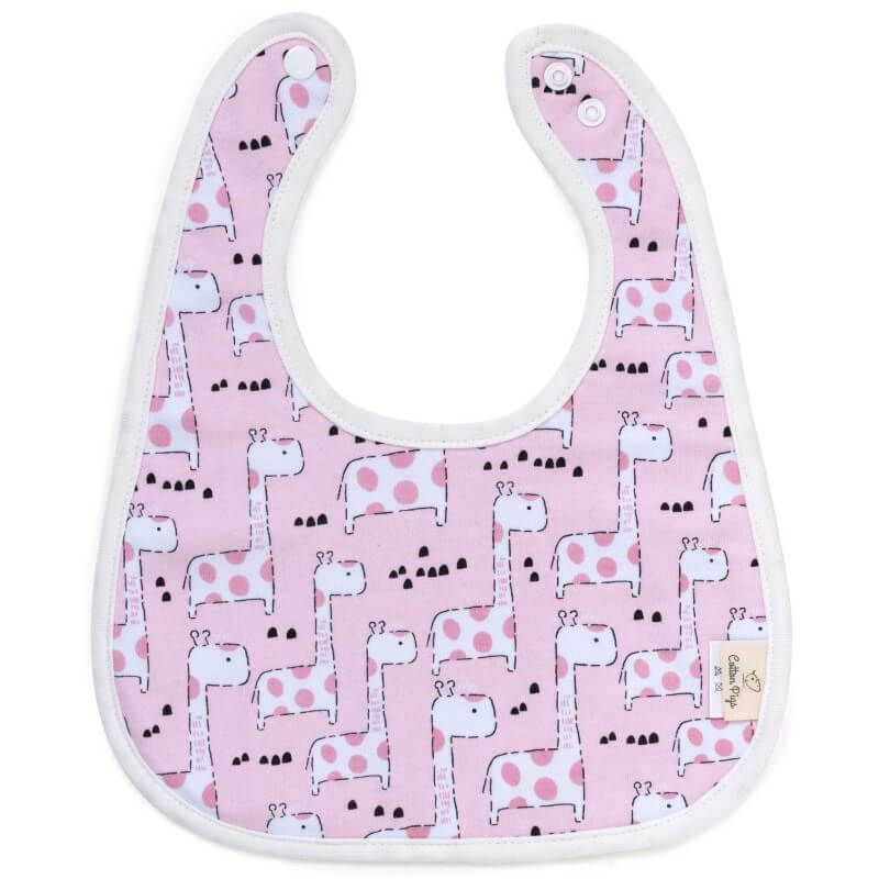 Cotton Pigs Organic Reversible Bib - Giraffes & Strawberries