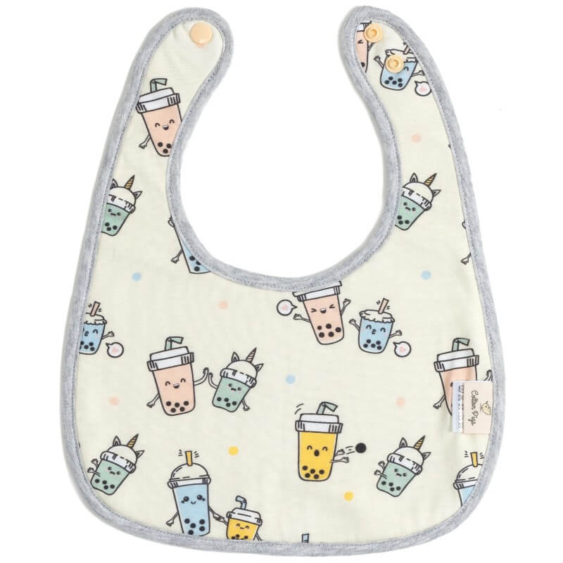 Cotton Pigs Organic Reversible Bib - Mummy and Me Bubble Tea
