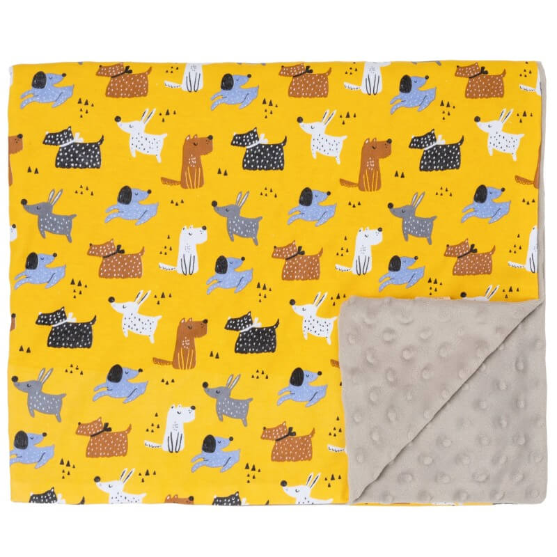 Cotton Pigs Organic Reversible Blanket 80x100cm - Colourful Dogs