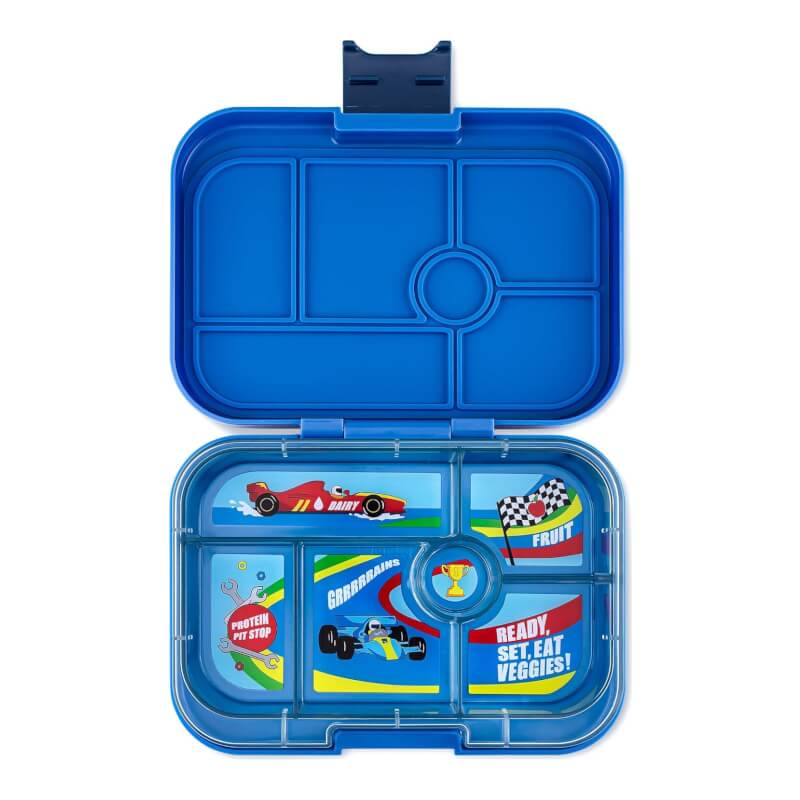 Yumbox Original - 6 compartment - Surf Blue, Race Cars