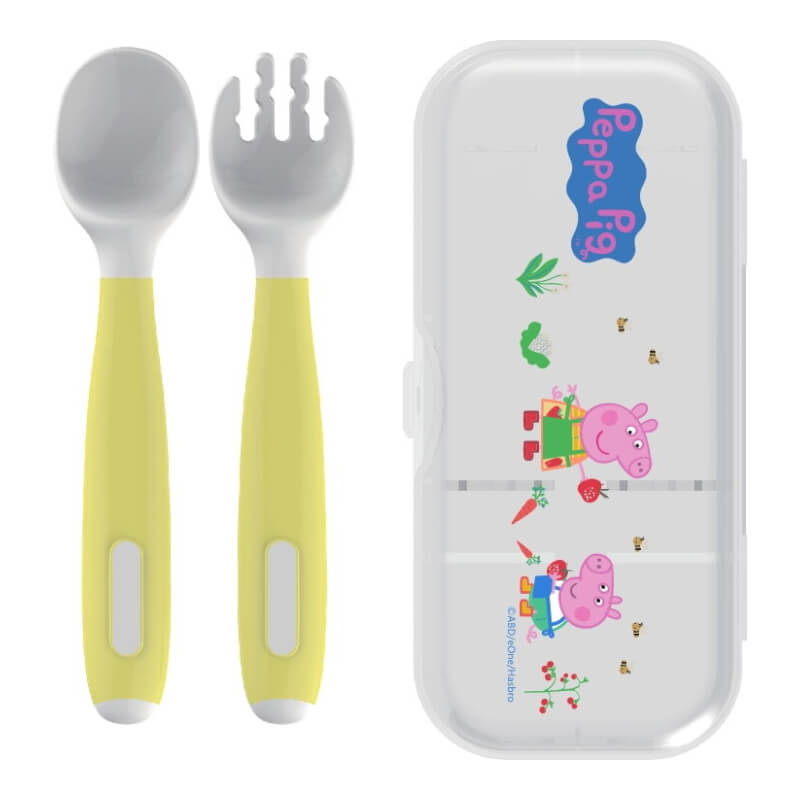 Parents League Peppa Pig Bendable Fork & Spoon with Storage Case - Yellow