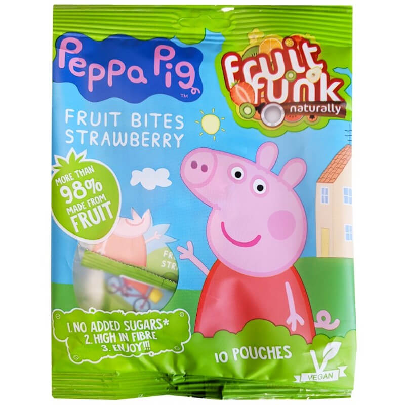 Fruitfunk Peppa Pig Fruit Bites Strawberry 10 pouces x 10g (Multibag)