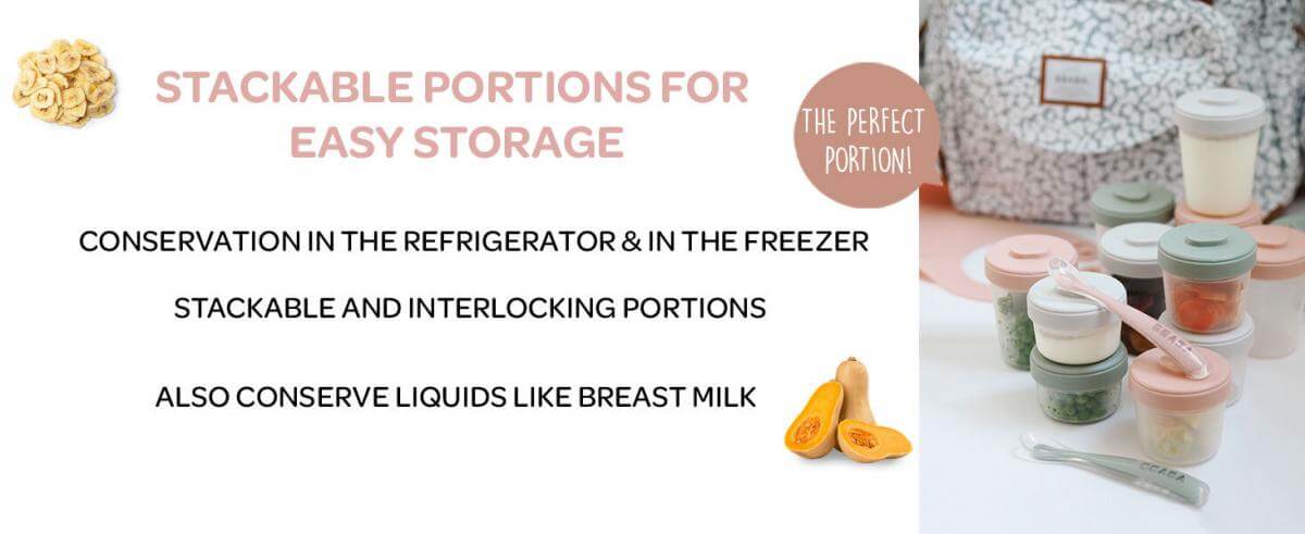 Beaba Pro Food Storage Set - 6 Clip Portions (2 x 90ml + 2 x 150ml + 2 x 250ml)