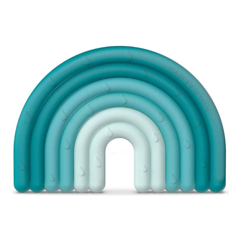 Suavinex Rainbow Silicone Teething Ring - Blue