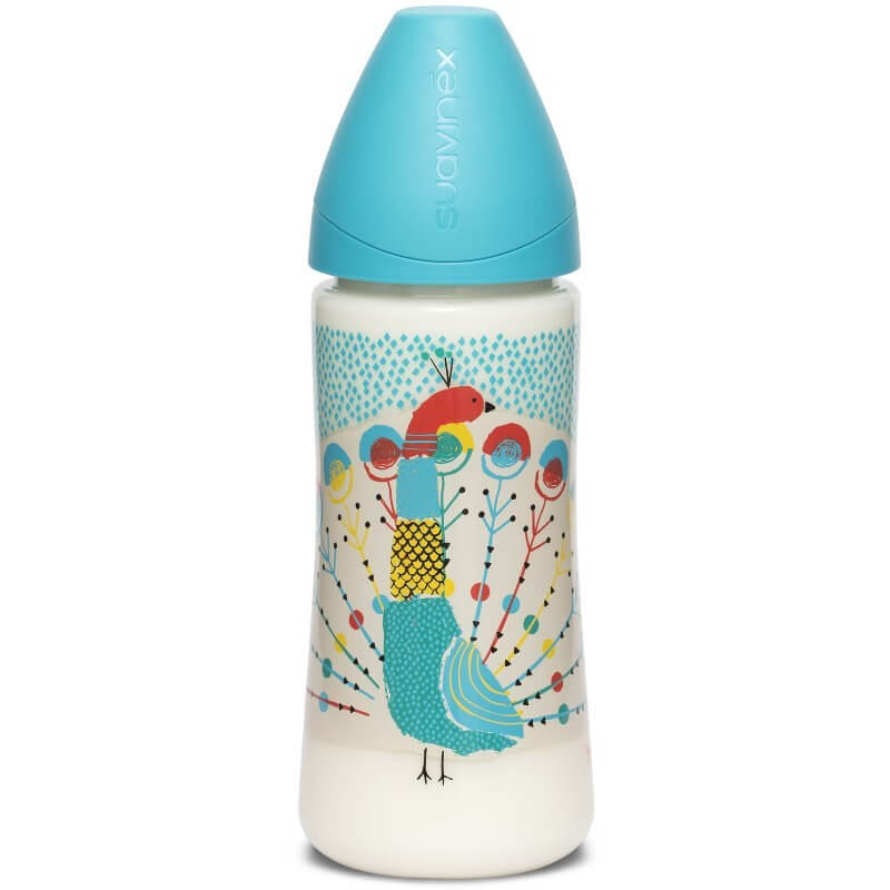 Suavinex Round PP Bottle 360ml with Round Silicone Teat - Dense Flow 4m+ - Teal Peacock