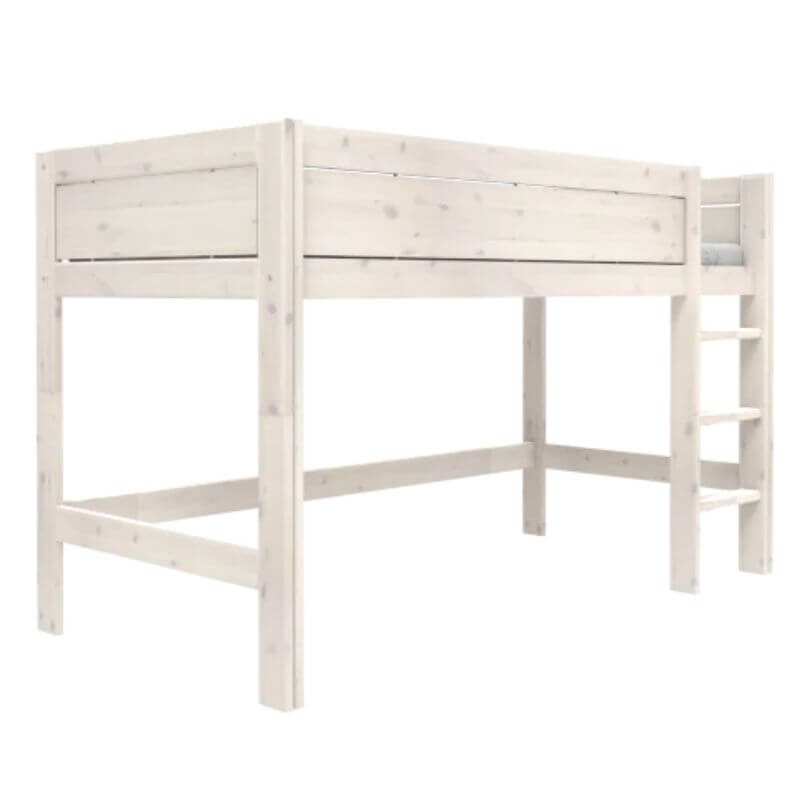 LIFETIME Kidsrooms Semi High Bed with Straight Ladder 90x200cm - Whitewash