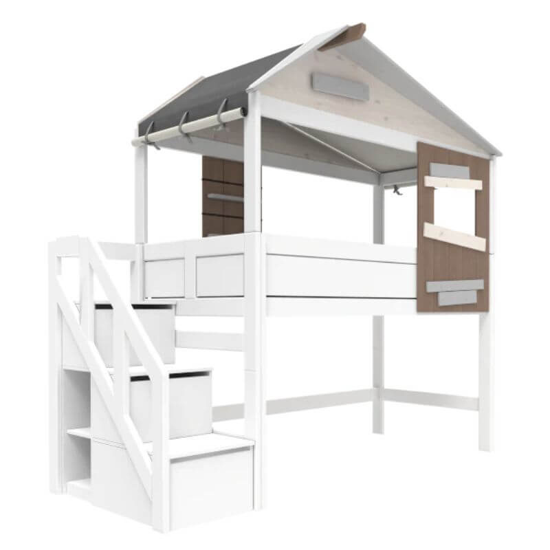 LIFETIME Kidsrooms Semi High House Bed - Hideout 90x200cm - White