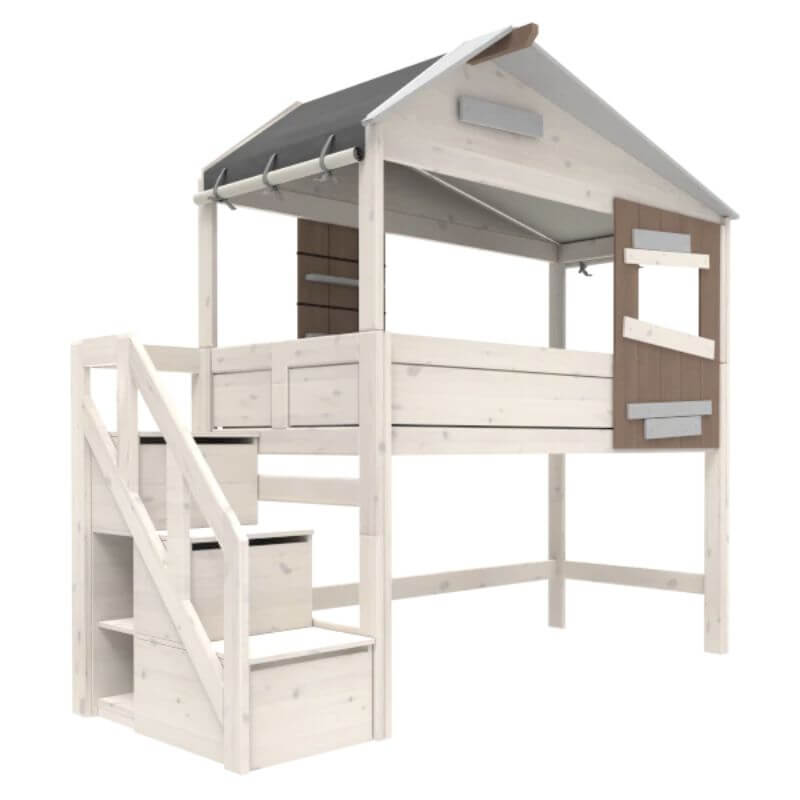 LIFETIME Kidsrooms Semi High House Bed - Hideout 90x200cm - Whitewash