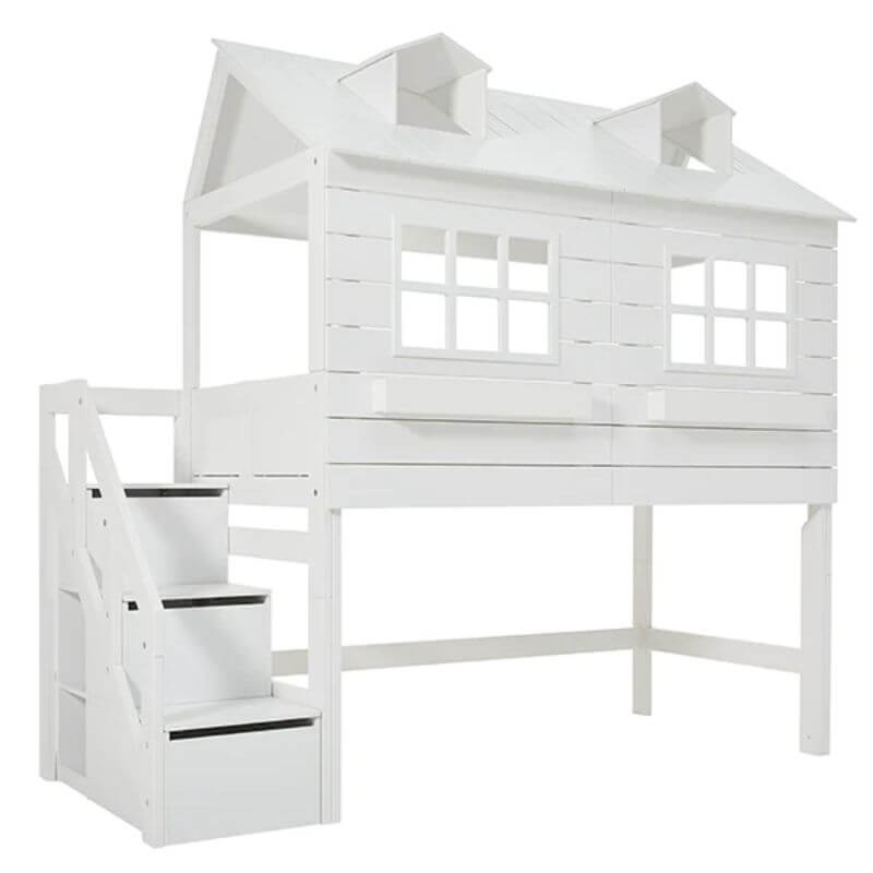 LIFETIME Kidsrooms Semi High House Bed - Lake House 90x200cm - White