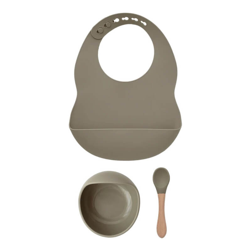 Milk It Baby Silicone Bib & Bowl Set - Army Green