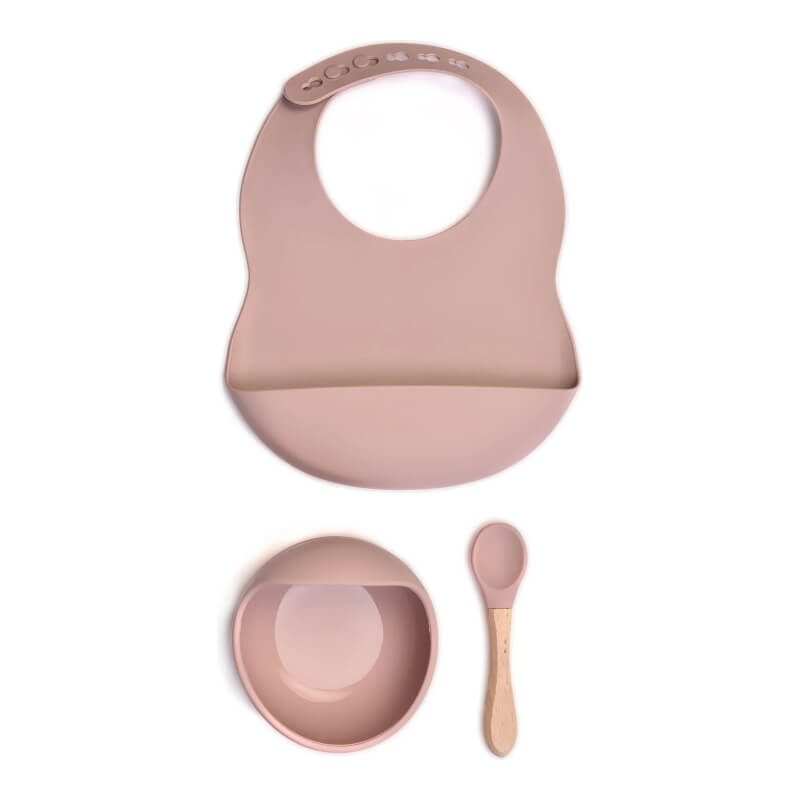 Milk It Baby Silicone Bib & Bowl Set - Dusty Pink