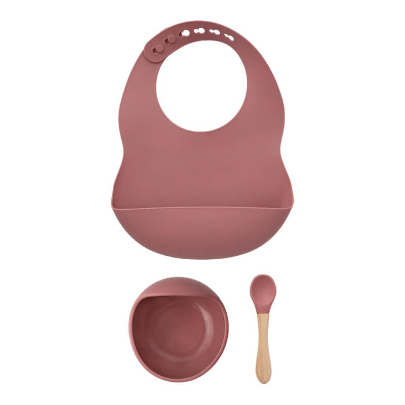 Milk It Baby Silicone Bib & Bowl Set - Rose Pink