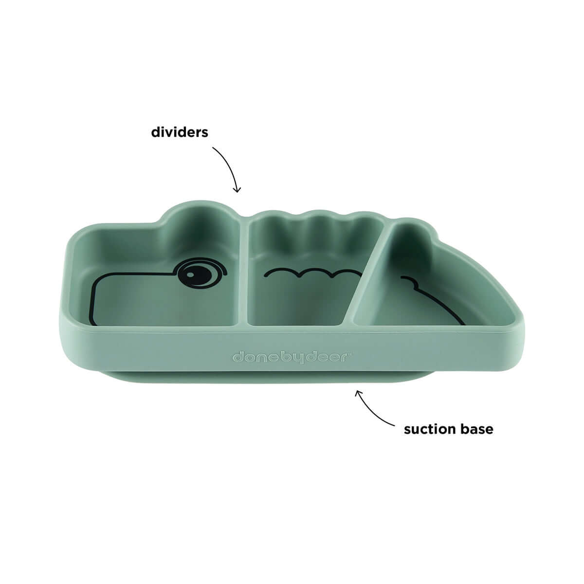 Done by Deer Silicone Stick & Stay Snack Plate - Croco Green