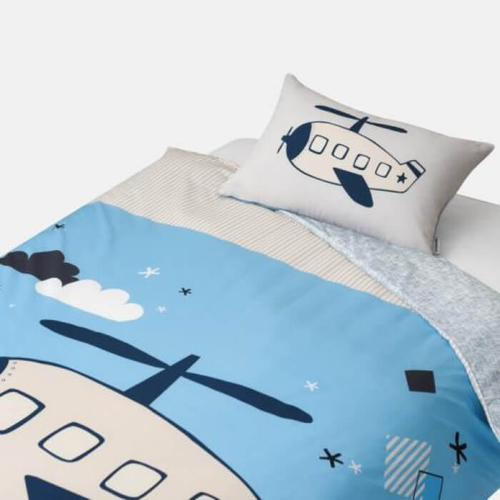 Jadaloo Anti-Dustmite Single Bed Duvet Set - Blue Helicopter