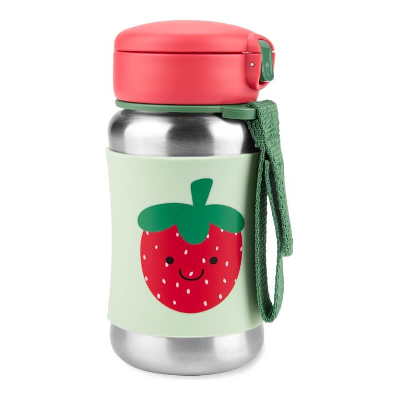 Skip Hop Spark Style Stainless Steel Straw Bottle 350ml - Strawberry