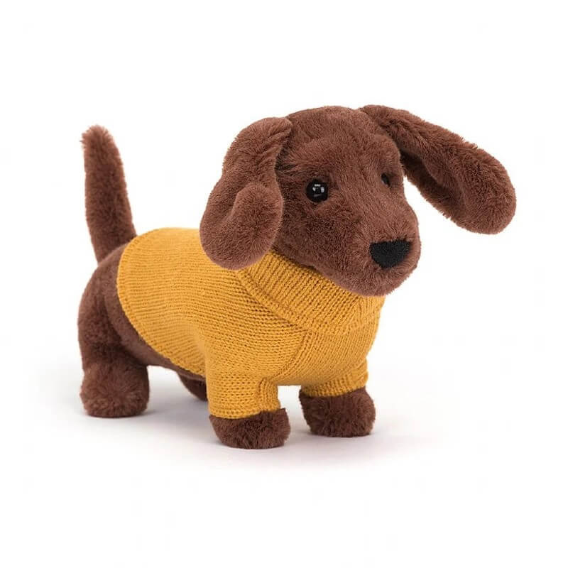 Jellycat Sweater Sausage Dog Yellow 14cm