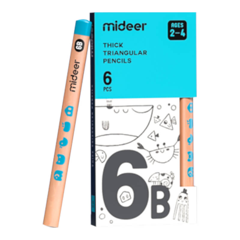 Mideer Thick Triangular Pencils 6B - 6-Pieces