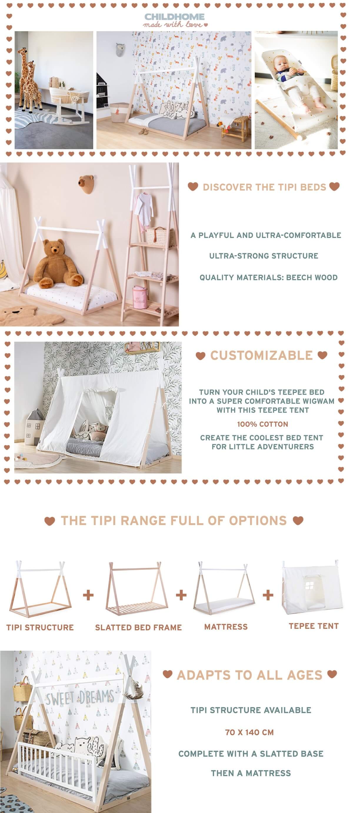 Childhome Tipi & House Bed Slatted Frame