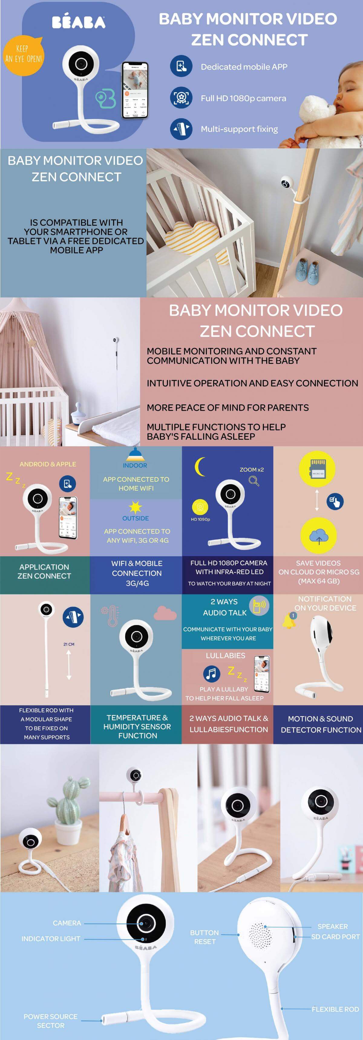Beaba 視訊嬰兒監視器 ZEN Connect - 藍色