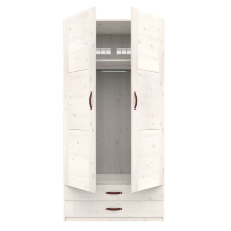 LIFETIME Kidsrooms Wardrobe with Clothes Rail & 2 Drawers 100cm - Whitewash