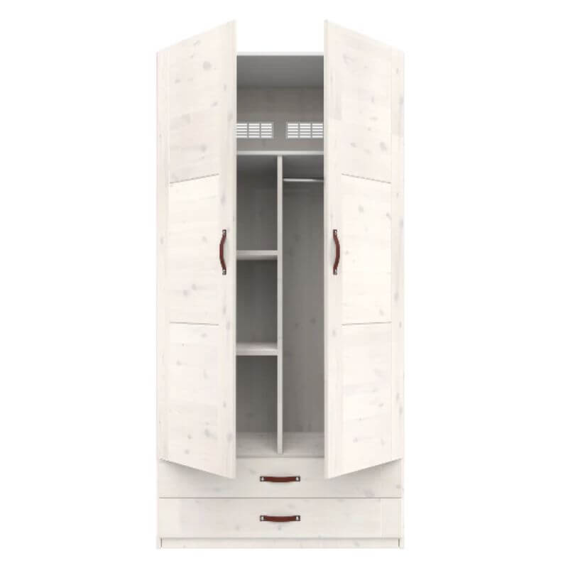 LIFETIME Kidsrooms Wardrobe with Shelves, Clothes Rail & Drawers 100cm - Whitewash