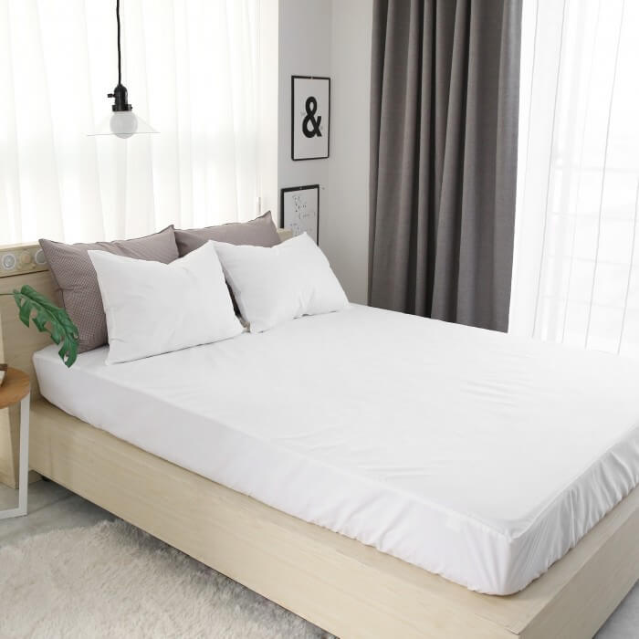 Jadaloo Anti-Dustmite Water-Resistant Super Single Bed Fitted Sheet - White