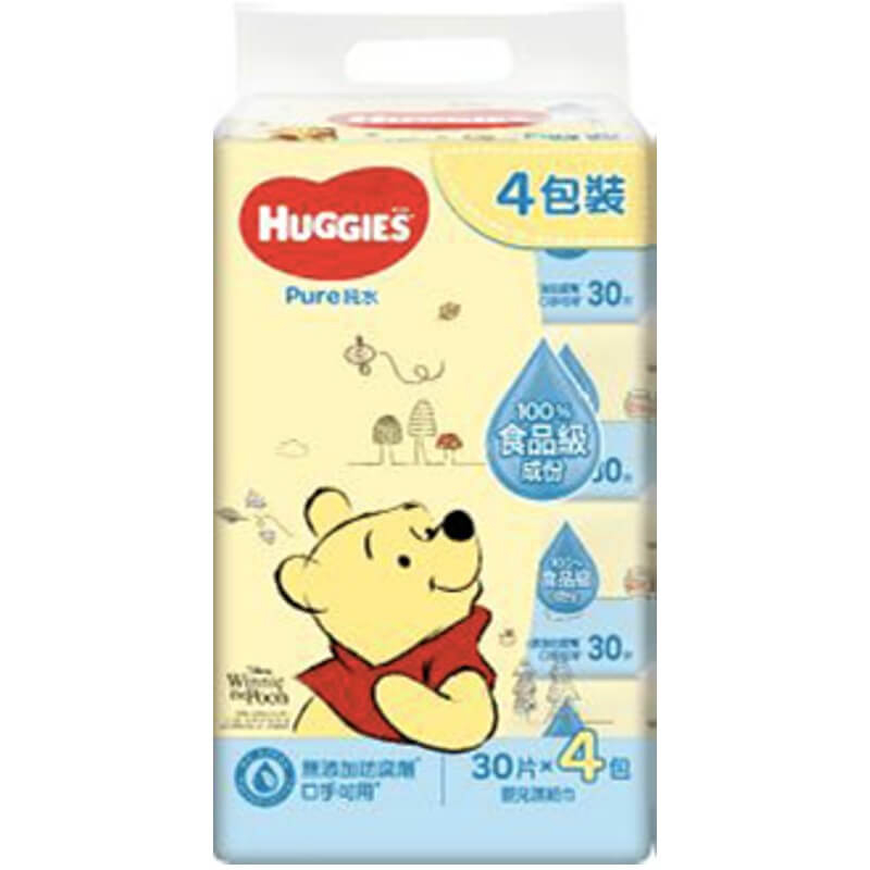 Huggies Winnie the Pooh Pure Water Baby Wipes - 30s x 4 Packs