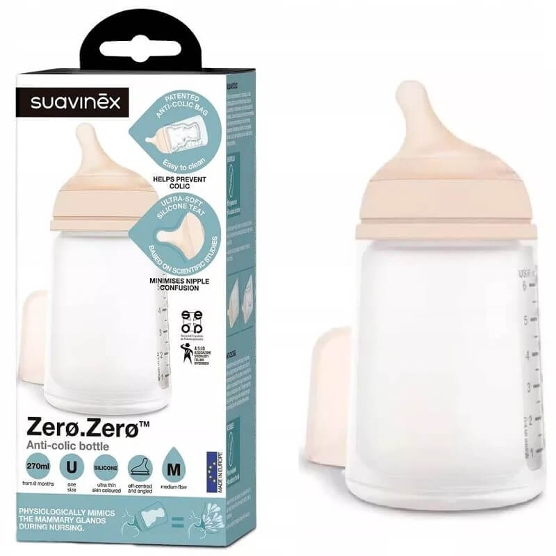Suavinex Zero Zero Anti-Colic Bottle 270ml with Silicone Teat - Medium Flow 0m+