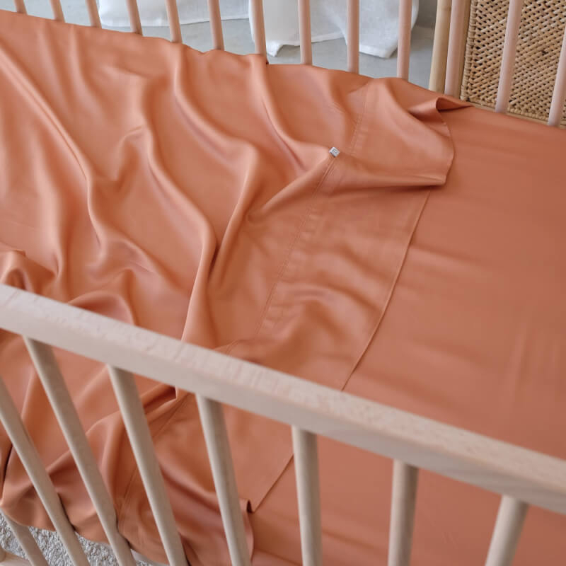 Mulberry Threads 100 Organic Bamboo Cot Sheet Fitted 132 x 70cm Rust Baby SG
