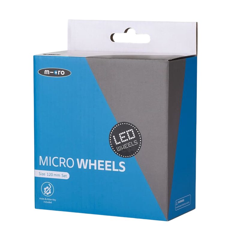 120x30mm Black LED Front Wheels (For Maxi Micro) - Set of 2