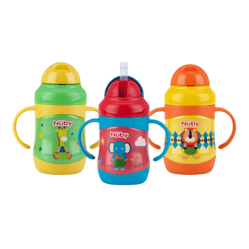 1 Pk 7oz/220ml Twin Handle No Spill Printed Stainless Steel Clik-It Flip-It