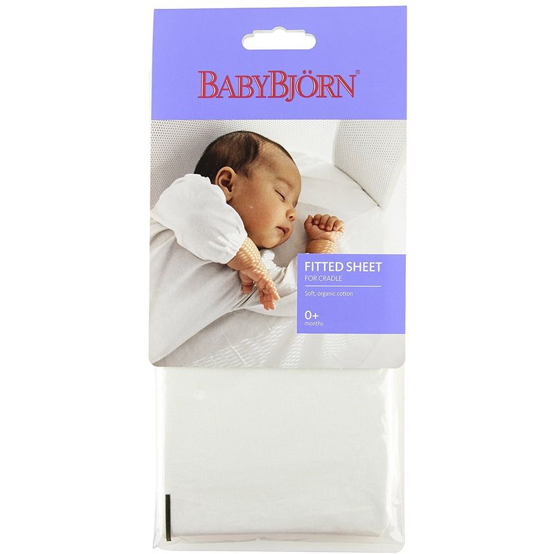 BabyBjorn Fitted Sheet for Cradle - White, Organic