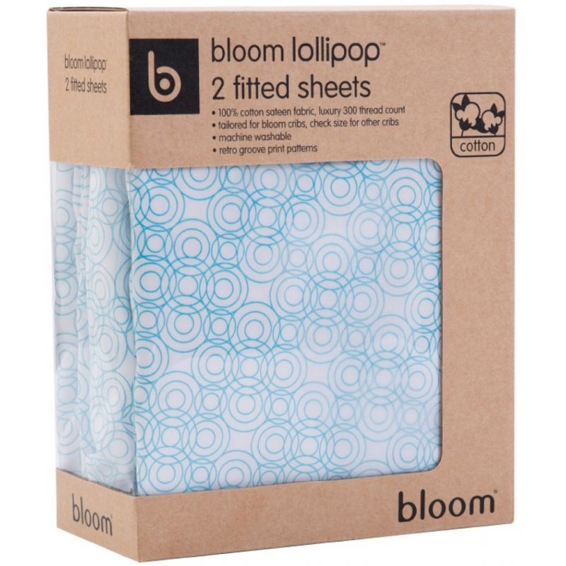 bloom Alma Max US Size Fitted Sheet (132cm x 71cm) 2pc set - Lollipop Bermuda Blue