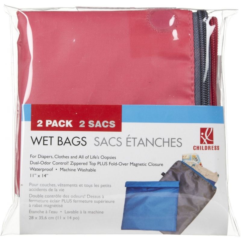 Childress Wet-To-Go Wet Bags 2-Pack - Grey/Pink