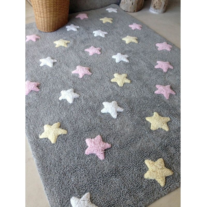 Lorena Canals Tricolor Stars Grey-Pink 120x160cm (Rug)