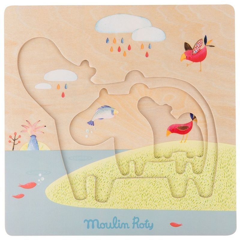 Moulin Roty Les Papoum Hippopotamus Puzzle 17.5x17.5cm